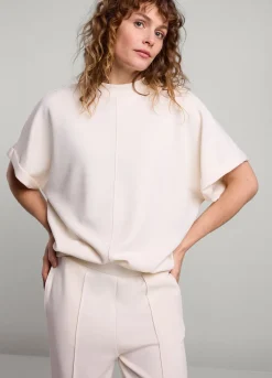 New Summum Short Sleeve Scuba Top Creme