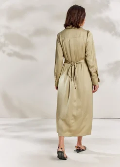Clearance Summum Silky-Touch Button-Down Dress Green