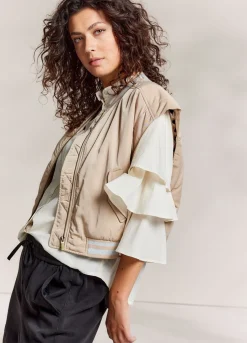 Best Summum Sleeveless Bomber Jacket Brown