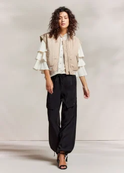 Best Summum Sleeveless Bomber Jacket Brown
