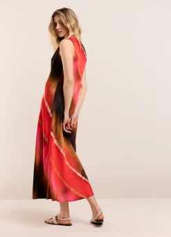 New Summum Sleeveless Faded Print Dress Multicolor