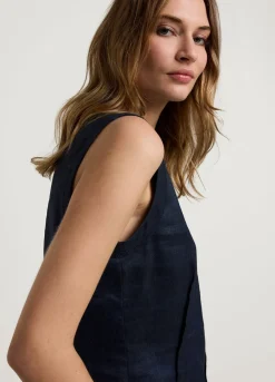 Sale Summum Sleeveless Linen Blend Top Blue