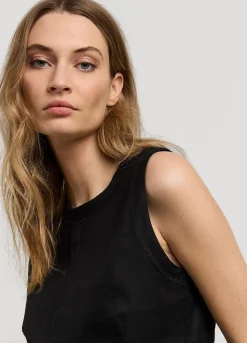 Clearance Summum Sleeveless, Linen-Blend Top Black