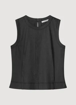 Clearance Summum Sleeveless, Linen-Blend Top Black
