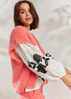 Sale Summum Sleeveless Open Cardigan Pink