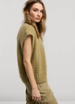 Outlet Summum Sleeveless Open Cardigan Green