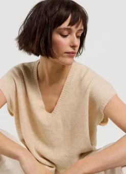 Sale Summum Sleeveless Oversized Jumper Creme