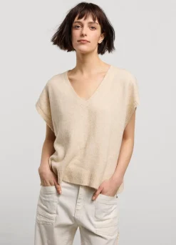 Sale Summum Sleeveless Oversized Jumper Creme