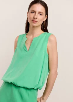 New Summum Sleeveless Top With V-Slit Green