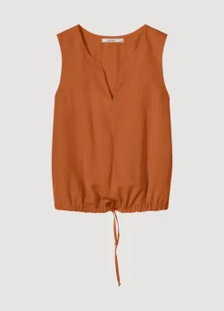 Fashion Summum Sleeveless Top With V-Slit Brown