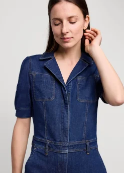 Clearance Summum Slim-Fit Denim Jumpsuit Blue