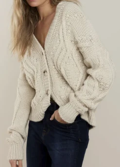 Outlet Summum Soft, Chunky-Knit Cardigan Creme