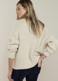 Outlet Summum Soft, Chunky-Knit Cardigan Creme