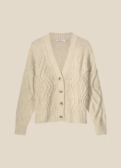 Outlet Summum Soft, Chunky-Knit Cardigan Creme