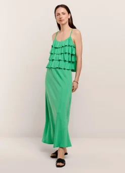 Best Summum Spaghetti-Strap Top With Ruffles Green