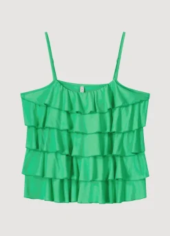 Best Summum Spaghetti-Strap Top With Ruffles Green