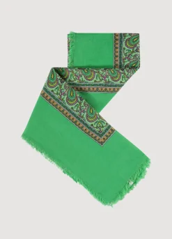 Sale Summum Square Paisley Print Scarf Green
