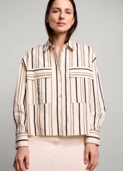 Clearance Summum Striped Blouse Creme
