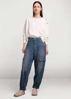 Hot Summum Striped Cargo Jeans Blue