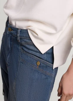 Hot Summum Striped Cargo Jeans Blue