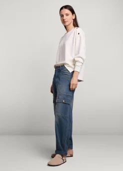 Hot Summum Striped Cargo Jeans Blue