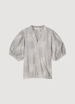 New Summum Striped Top With Flowers Creme