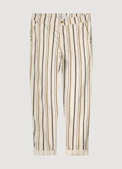 New Summum Striped Trousers Creme
