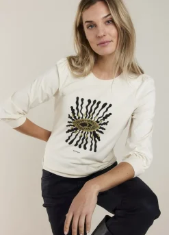 Fashion Summum Top With 7/8 Sleeves Creme