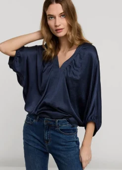 Best Summum Top With Bat Sleeves Blue