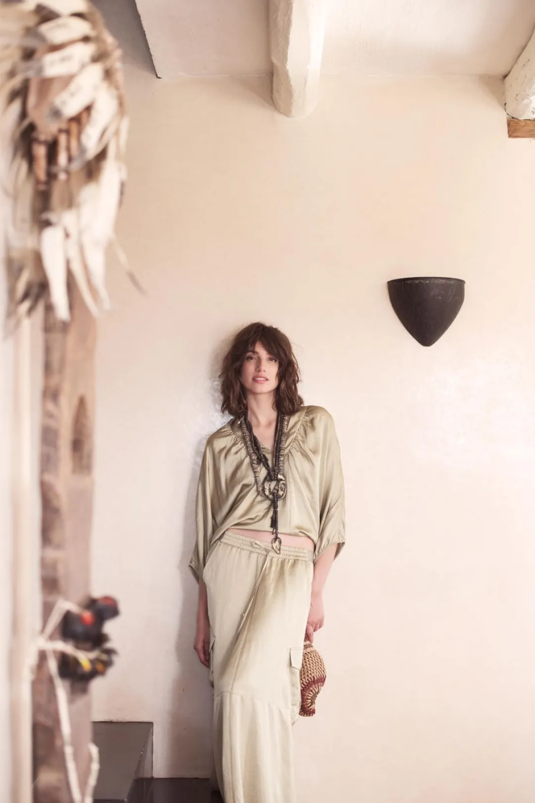 Fashion Summum Top With Bat Sleeves Green
