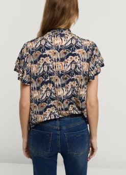 Hot Summum Top With Butterfly Sleeves Blue