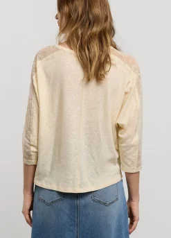Fashion Summum Top With Lace Sleeves Creme