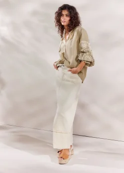 Sale Summum Top With Rich Embroidery Green