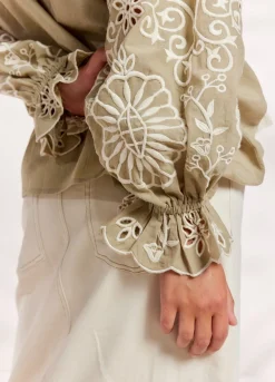 Sale Summum Top With Rich Embroidery Green