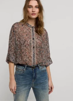 Best Summum Transparante Blouse Bloemenprint Blue