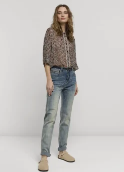 Best Summum Transparante Blouse Bloemenprint Blue