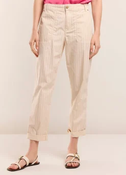 Online Summum Trousers With Metallic Stripe Creme