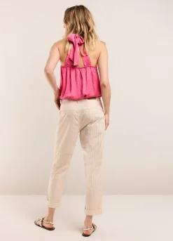 Online Summum Trousers With Metallic Stripe Creme