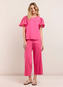 New Summum T-Shirt With English Embroidery Pink