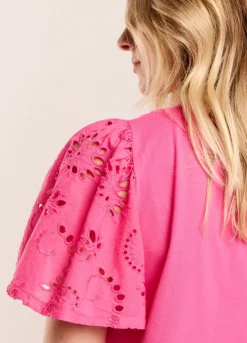 New Summum T-Shirt With English Embroidery Pink