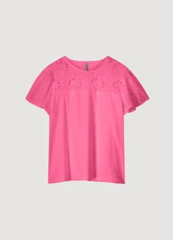 New Summum T-Shirt With English Embroidery Pink