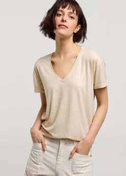 Sale Summum T-Shirt With Glitter Coating Creme