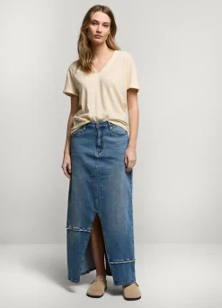 Discount Summum V-Neck Top With Lace Creme