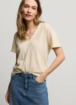 Discount Summum V-Neck Top With Lace Creme