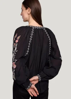 Clearance Summum Voile Blouse With Embroidery Black