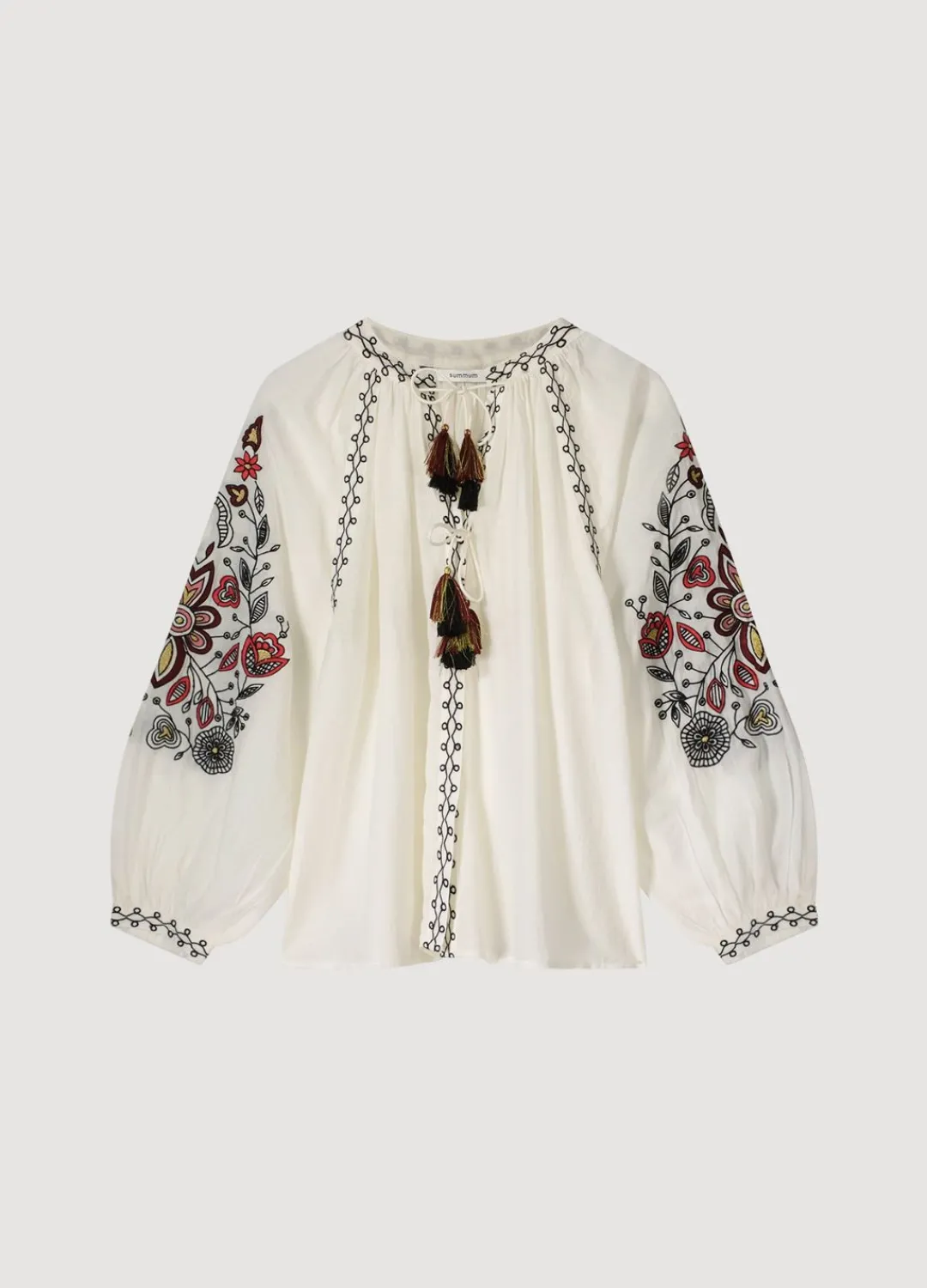 Fashion Summum Voile Blouse With Embroidery Creme