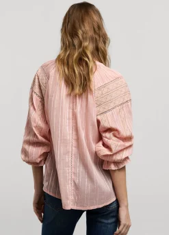 Fashion Summum Voile Blouse With Lace Pink