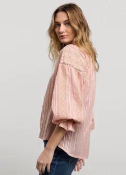 Fashion Summum Voile Blouse With Lace Pink