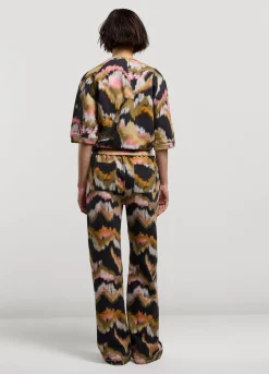 Outlet Summum Watercolour Print Trousers Multicolor