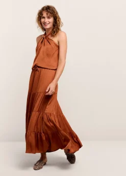 Discount Summum Wide Tiered Skirt Brown
